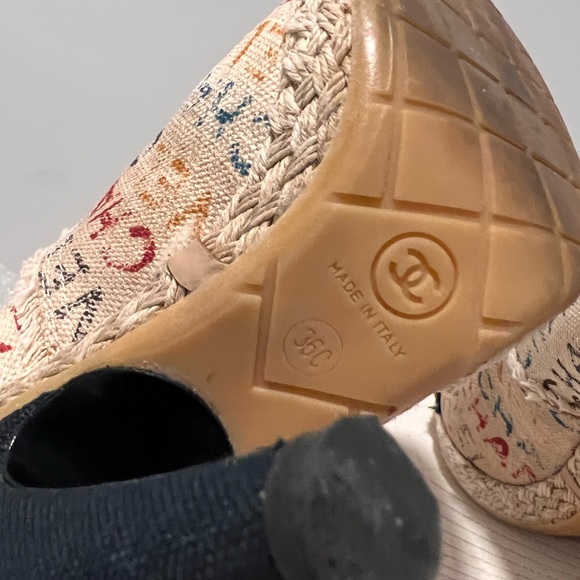 Chanel logo canvass heel wedge size 36 C - Picture 2 of 13